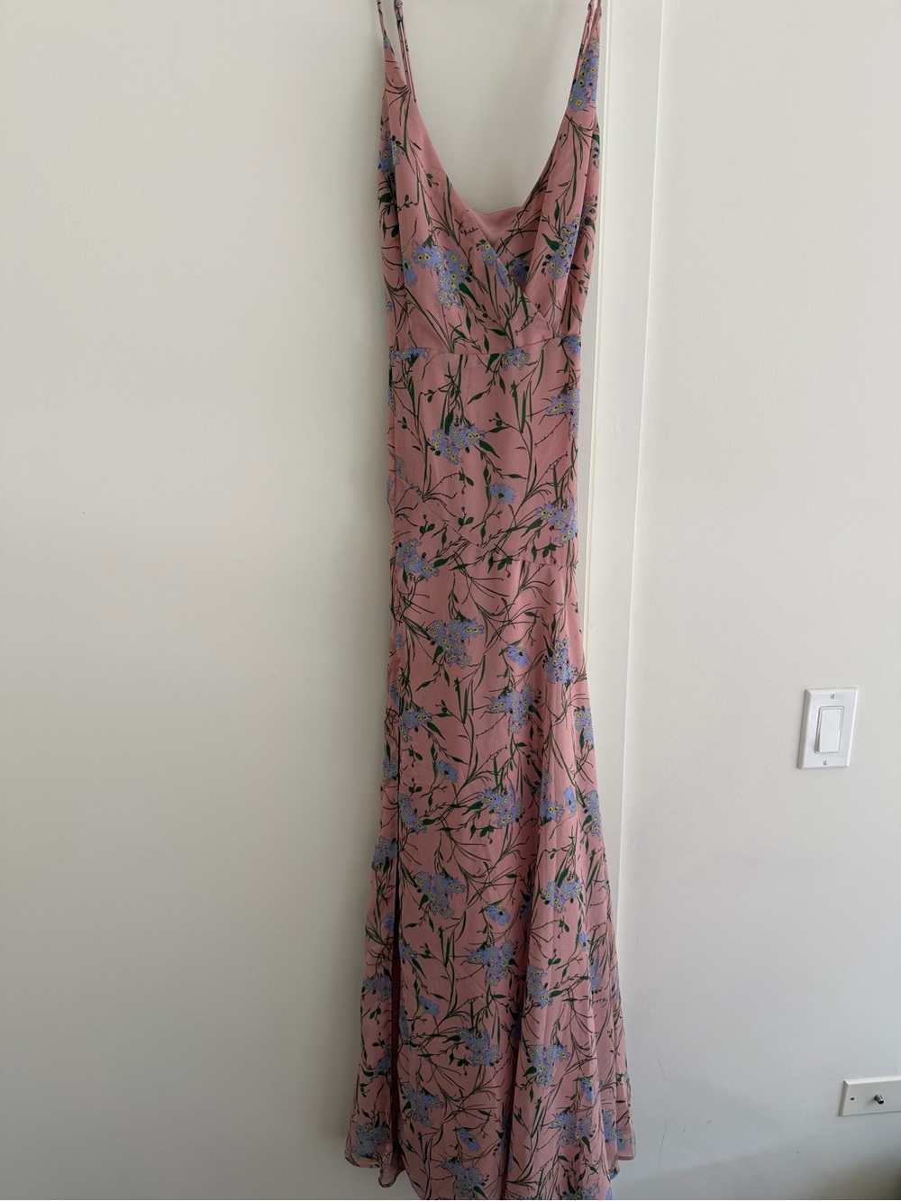 Astr Dusty Pink Floral Slip Maxi Dress with Blue Bloom Print